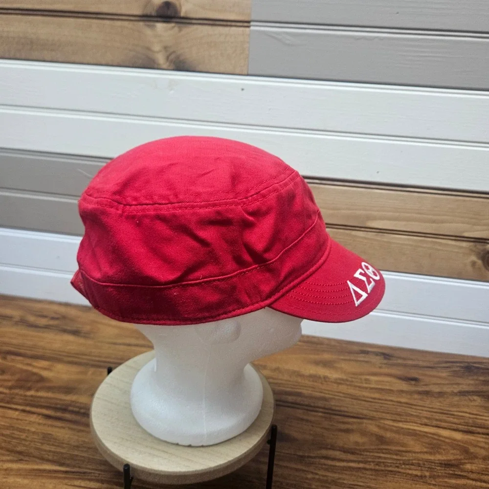 Delta Sigma Theta Sorority Red Cadet Hat 1913 Embroidery Greek Letters Cap